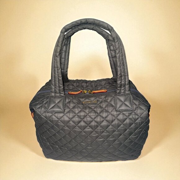 MZ Wallace Handbags - MZ Wallace Medium Sutton Deluxe Bag Gray Oxford Fabric Italian Leather Duffle